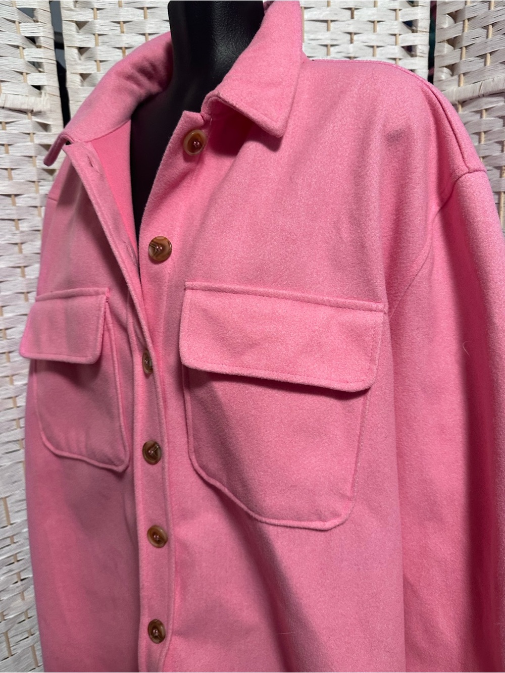 Pink Button-Front Shacket - Picture 3 of 3